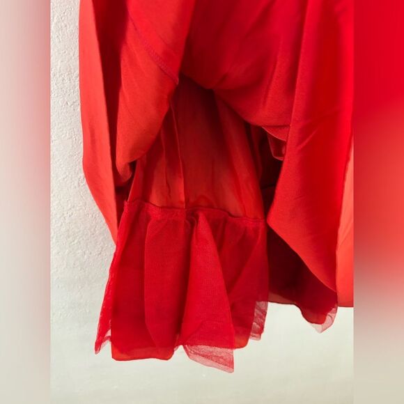 BB Collection off shoulder short sleeve red sequin detail belted dress size S - Picture 4 of 10